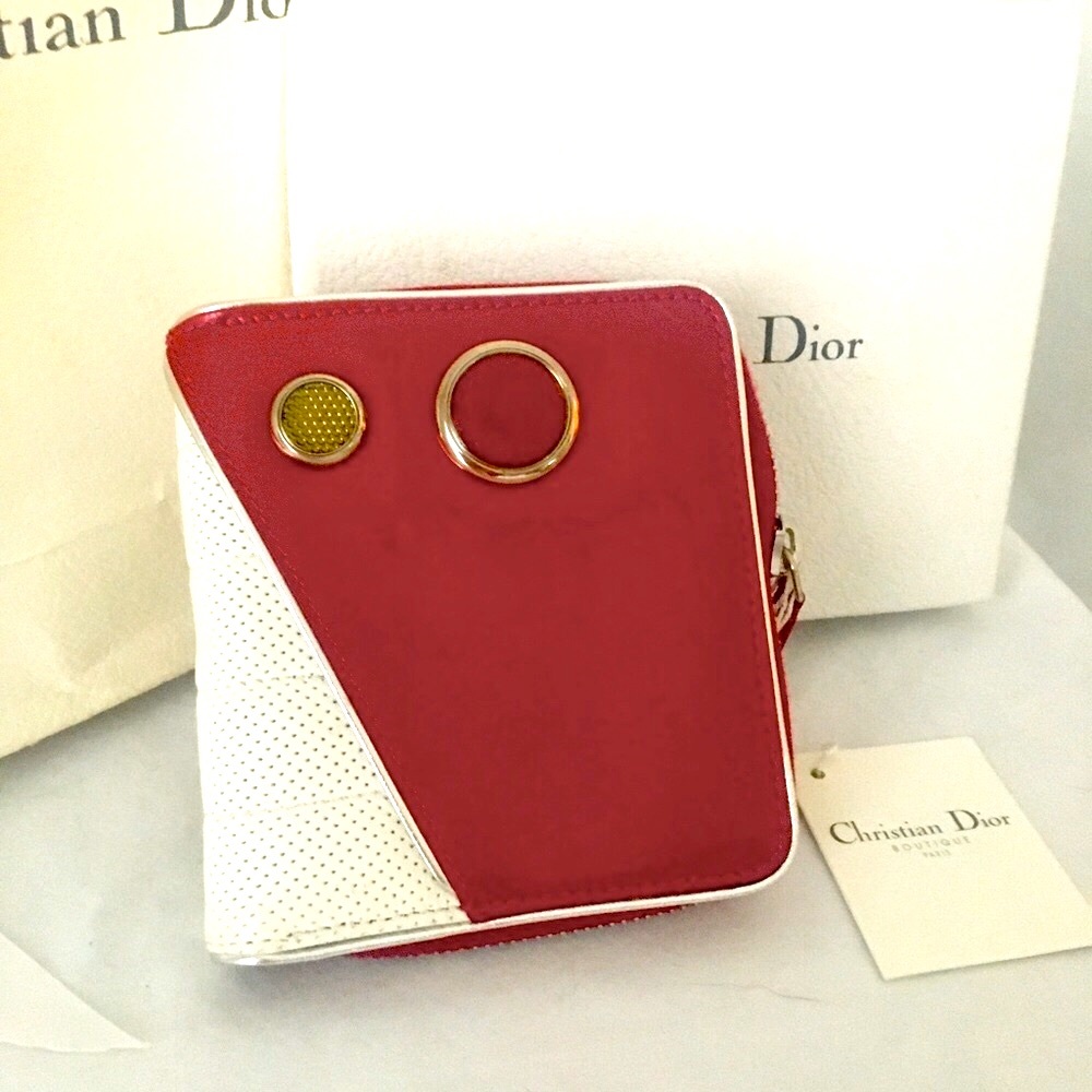 Vintage Christian Dior red/white wallet. NWT, box, bag and authentication card